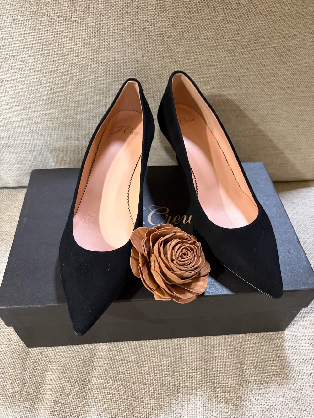 J. Crew Black Pointed-Toe Suede Pumps